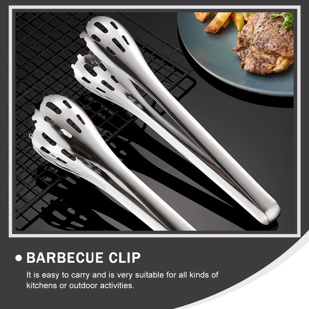

Tongs Stainless Steel Egg Holder Steak Clamp for Barbecue Serving Silver Food Clips
