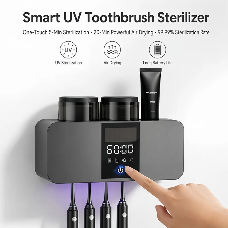 uv除菌歯ブラシホルダー、自動歯磨き粉ディスペンサー付きスマート壁掛け歯ブラシオーガナイザー、usb充電