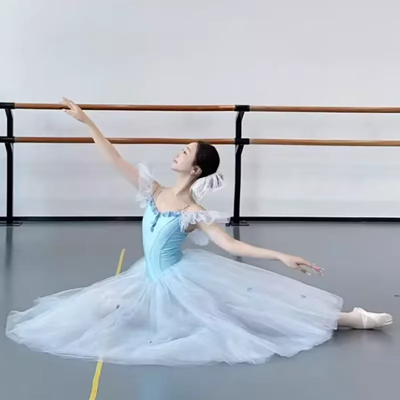 

Blue Long Romantic Ballet Tutu Girl Women Ballet Costume Performance Ballet Dance Dress Girls Tutu Skirts Tulle Dance Wear