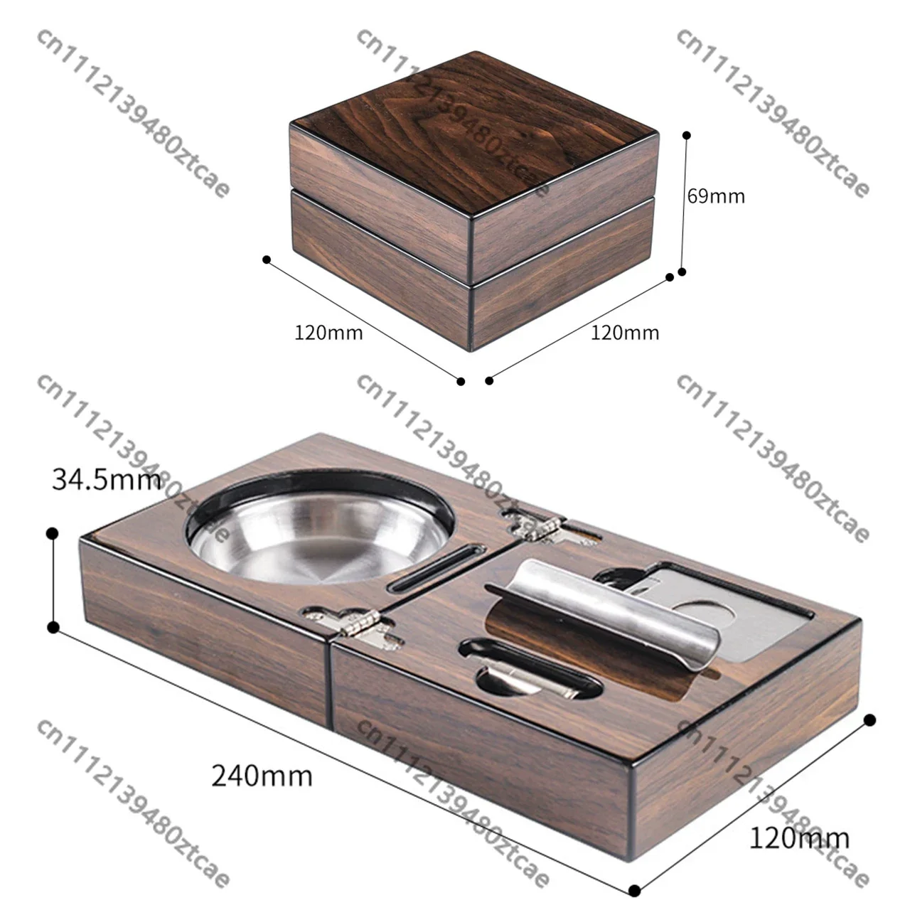 Creative Solid‑wood Portable Cigar Accessory Set Including Ashtray Cutter Opener And Cigar Holder Household Cigar