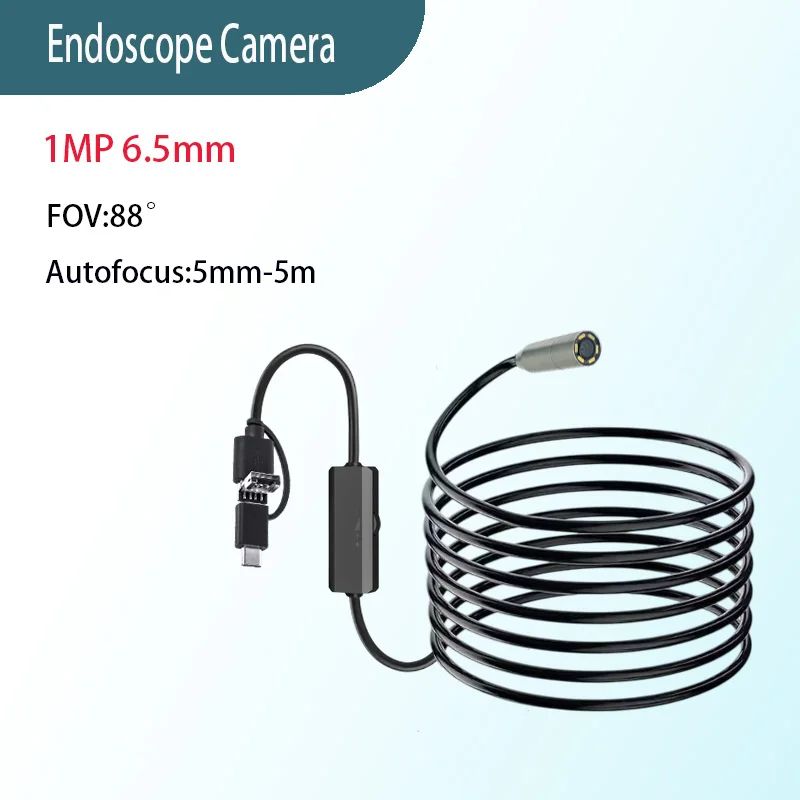 Caméra endoscopique Android 3 en 1 6.5mm micro USB type C boroscope mini étanche LED inspection de voiture pour HUAWEI XIAOMI PC