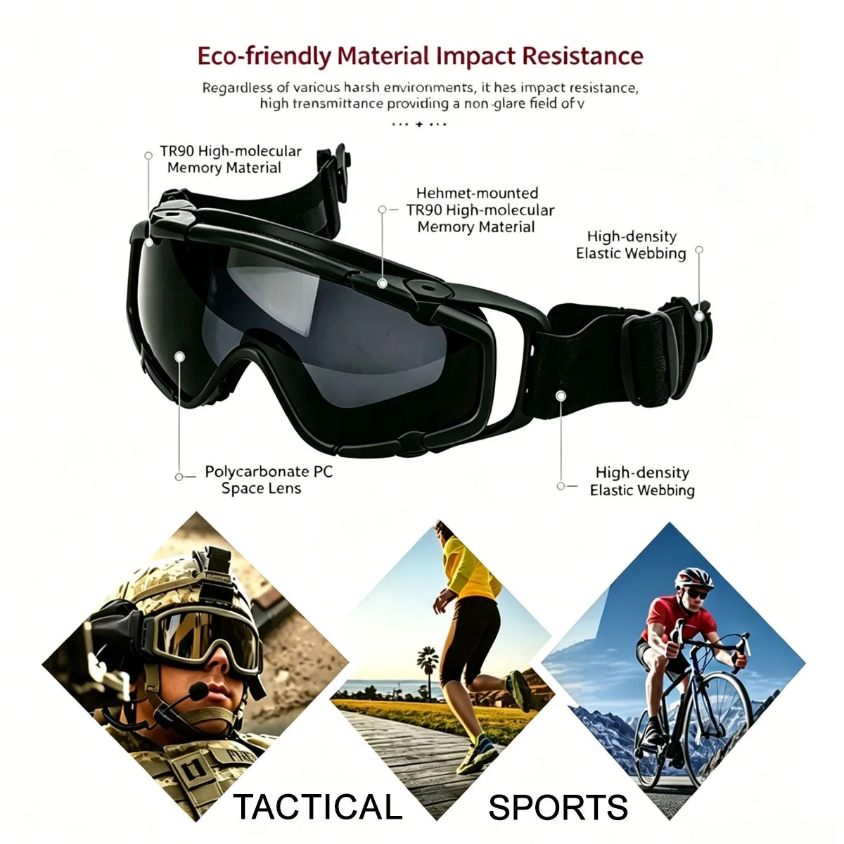 FMA Tactical Ballistic Goggles With Buckle Military TAK FAST Outdoor Helmet Eyewear for hunting Helmet anti-fog lens