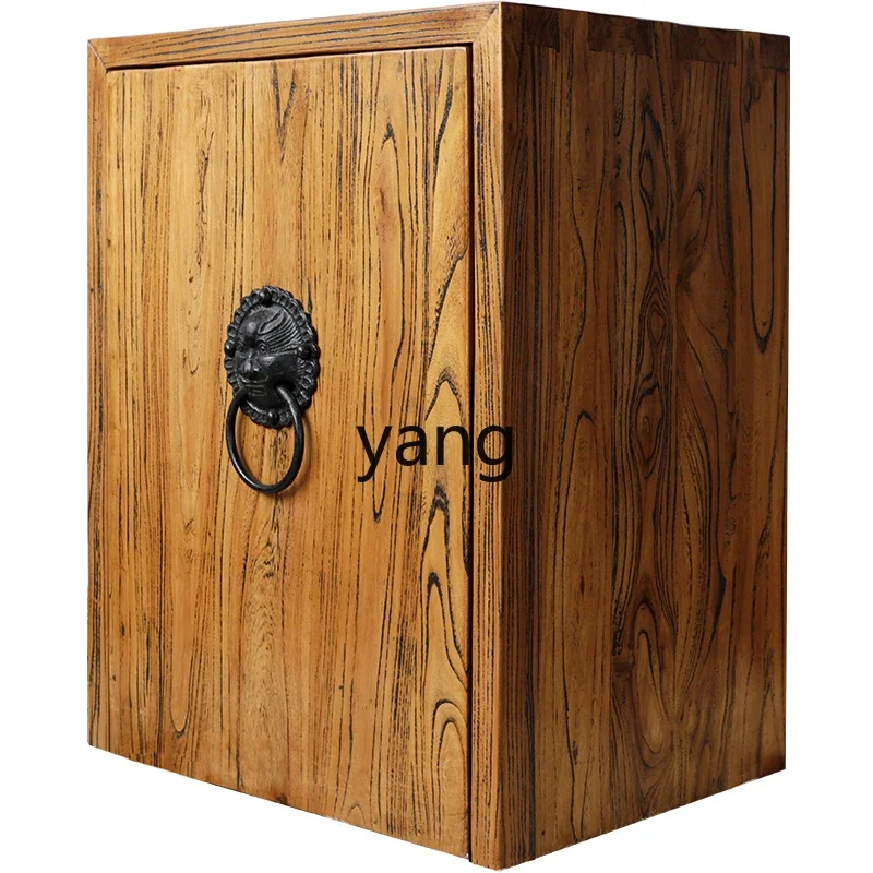 LH New Chinese Elm Tea Cabinet Simple Solid Wood Bedside Furniture