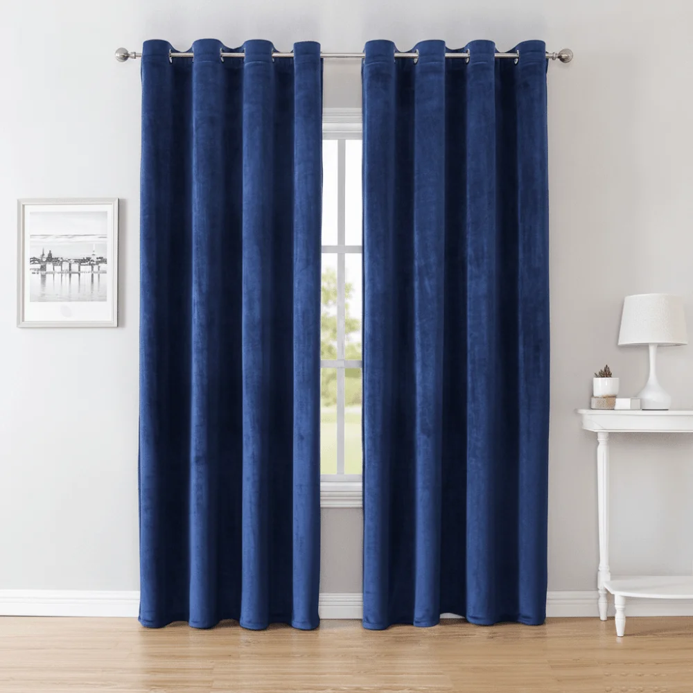 Light-blocking Velvet Curtain Soft Texture Touch Solid Color Window Drape No Drilling Noise Reducing Privacy Partition Curtains
