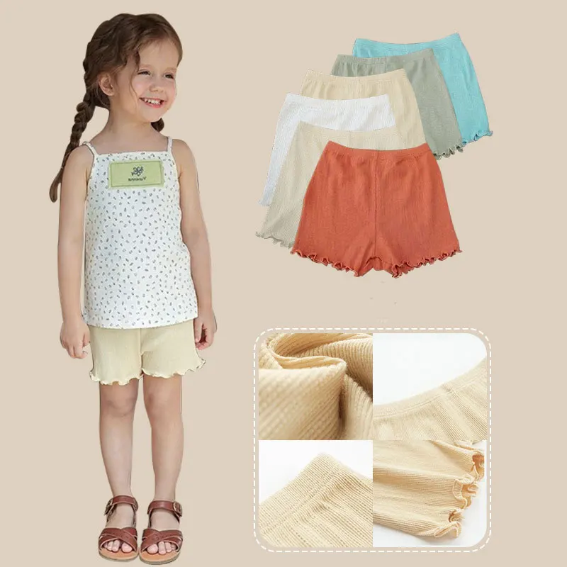 

Summer Girls Safety Shorts Fungus Edge Panties for Kids Children's Ice Silk Shorts Solid Color Toddler Underwear Baby Shorts
