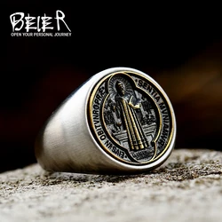 Beier New Style Son of God 316L Stainless Steel Ring Vintage Catholic Christian Jesus Cross Rings For men Punk Jewelry Wholesale