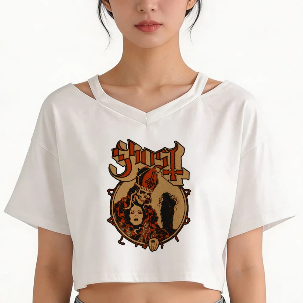 Ghost Band crop top female vintage grunge clearance sales party jojifuku t shirt anime streetwear vintage cute gyaru