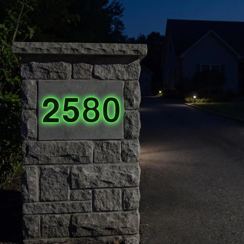 Flexible Adhesive Number Sets Glow Dark Number Stickers Self-adhesive House Numbers Emergency Guide Decals for Mailbox Door Wall
