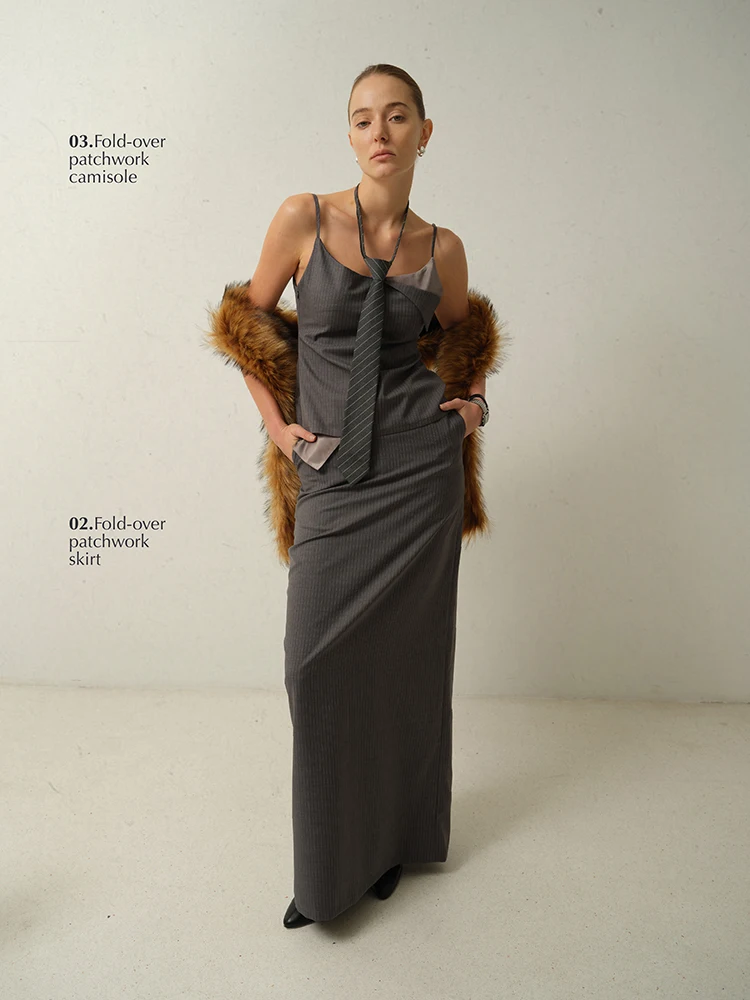 

Комплект из двух предметов TENSPHER Original: юбка и топ в стиле пэчворк с полосками, высококачественный, для женщин, весенняя коллекция...