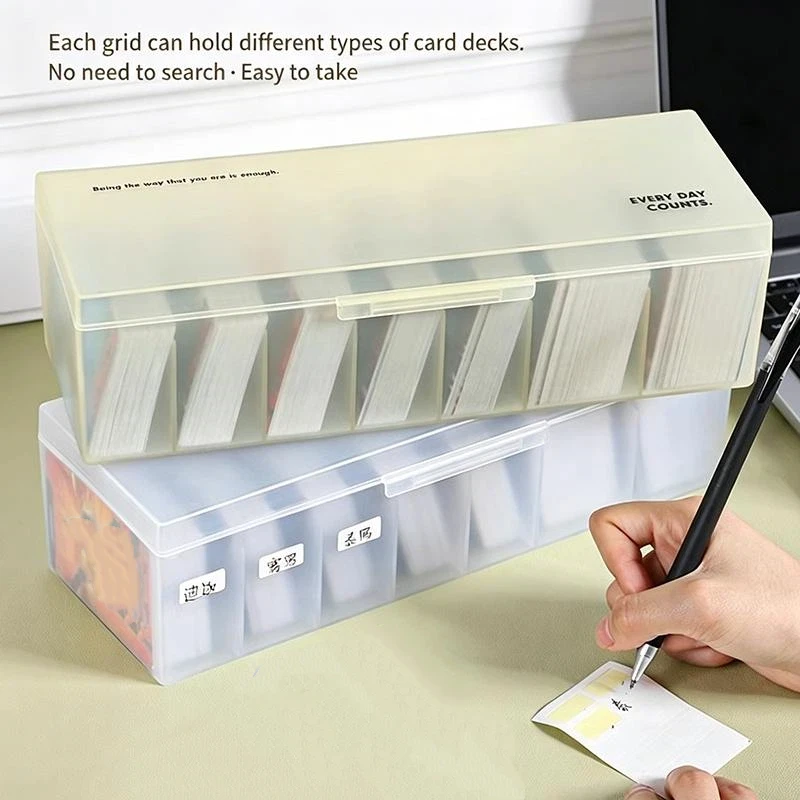 Trading Card Storage Box Transparent Divided Card Case Dustproof Stackable For Game Card Collection Desktop Organizer