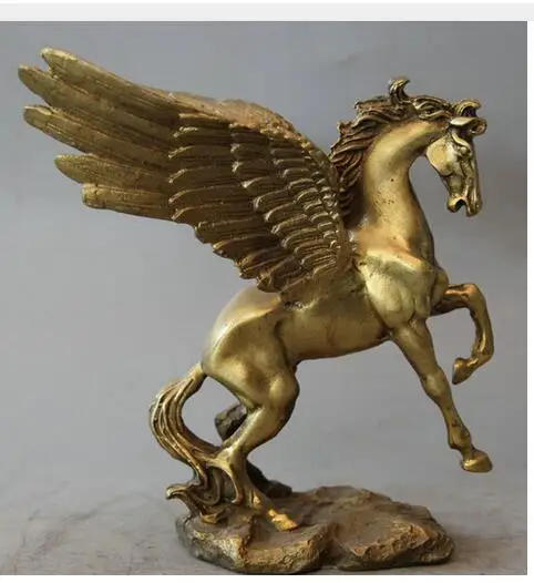 

Bronze 7" Chinese Brass Feng Shui animal Zodiac Year run fly Horse sculpture Statue decoration bronze factory