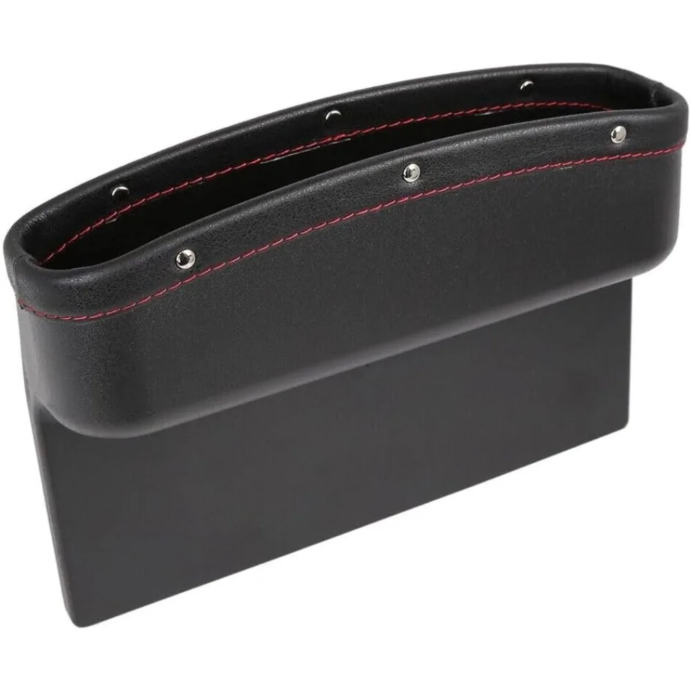 

universal car seat side pocket organizer catcher gap filler crevice storage box pu leather,plastic black,red 313g-net weight ucs