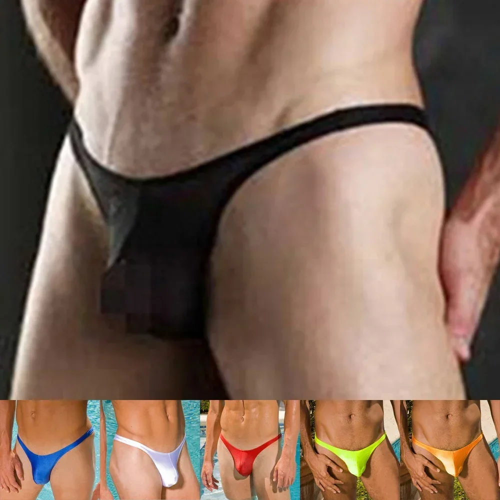 Men's Sexy Swimming Trunks Swimwear Low Waist Swim Briefs Bikini Swimsuit Thong Tangas Shorts Big Pouch-Cup Briefs Youth