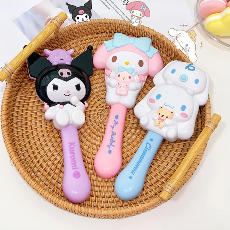 Sanrio moda Hello Kitty peine de masaje de mano Airbag rollo de canela de dibujos animados Kuromi Kawaii chica de dibujos animados peine de regalo portátil