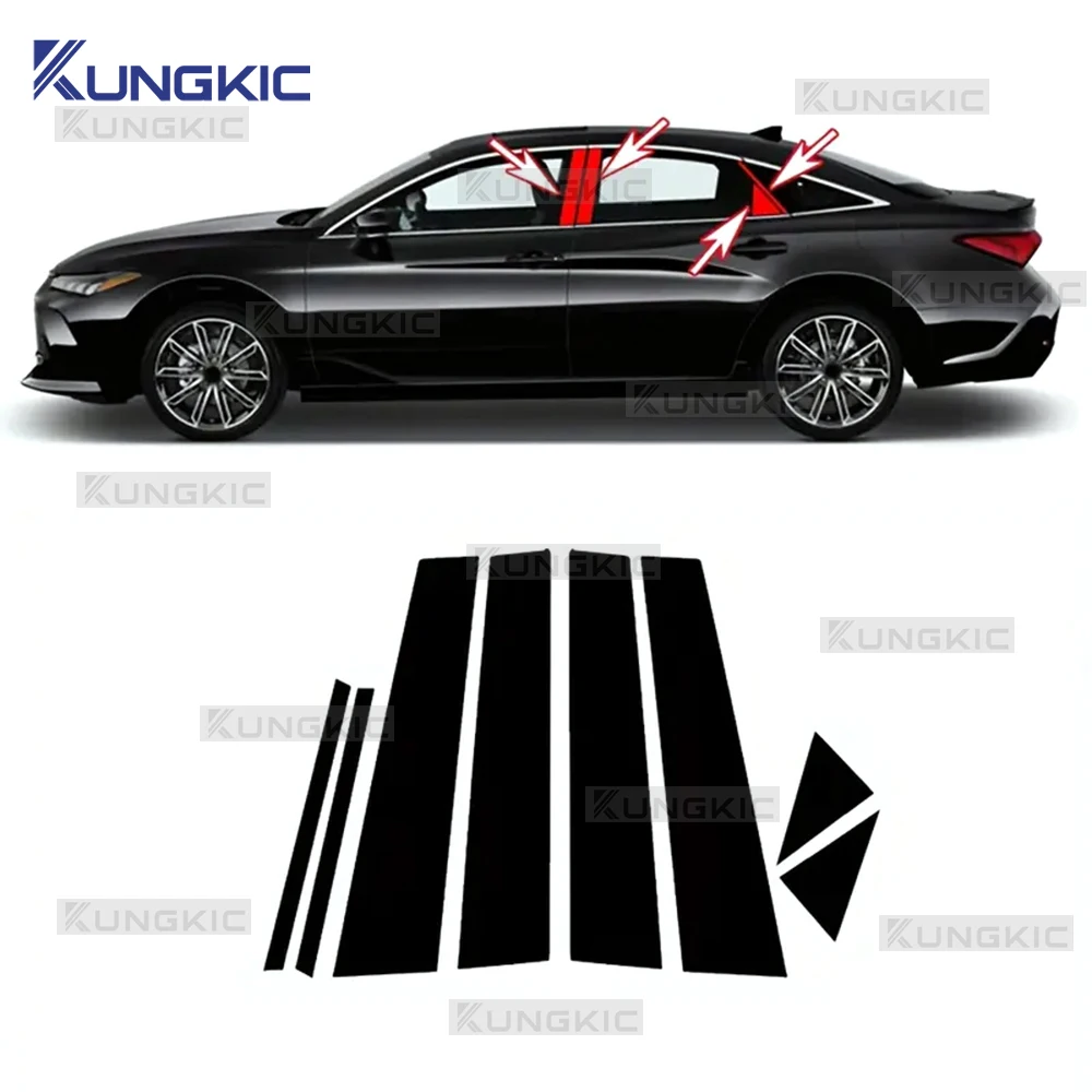 

8pcs Car Window B Pillar Anti-scratch Protection Film Strips for Toyota Avalon 2013-2024 High-quality PET Decorative Accessories