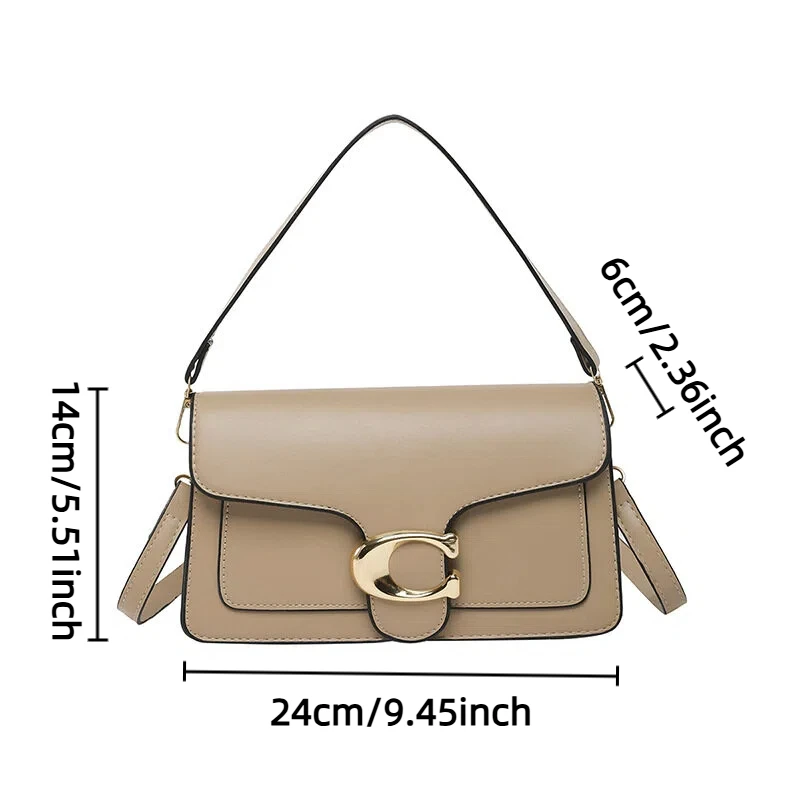 2026 New Model Women Solid Color Small Square Shoulder Bag, Minimalist Advanced Texture Multi-pocket Commuter Crossbody Purse