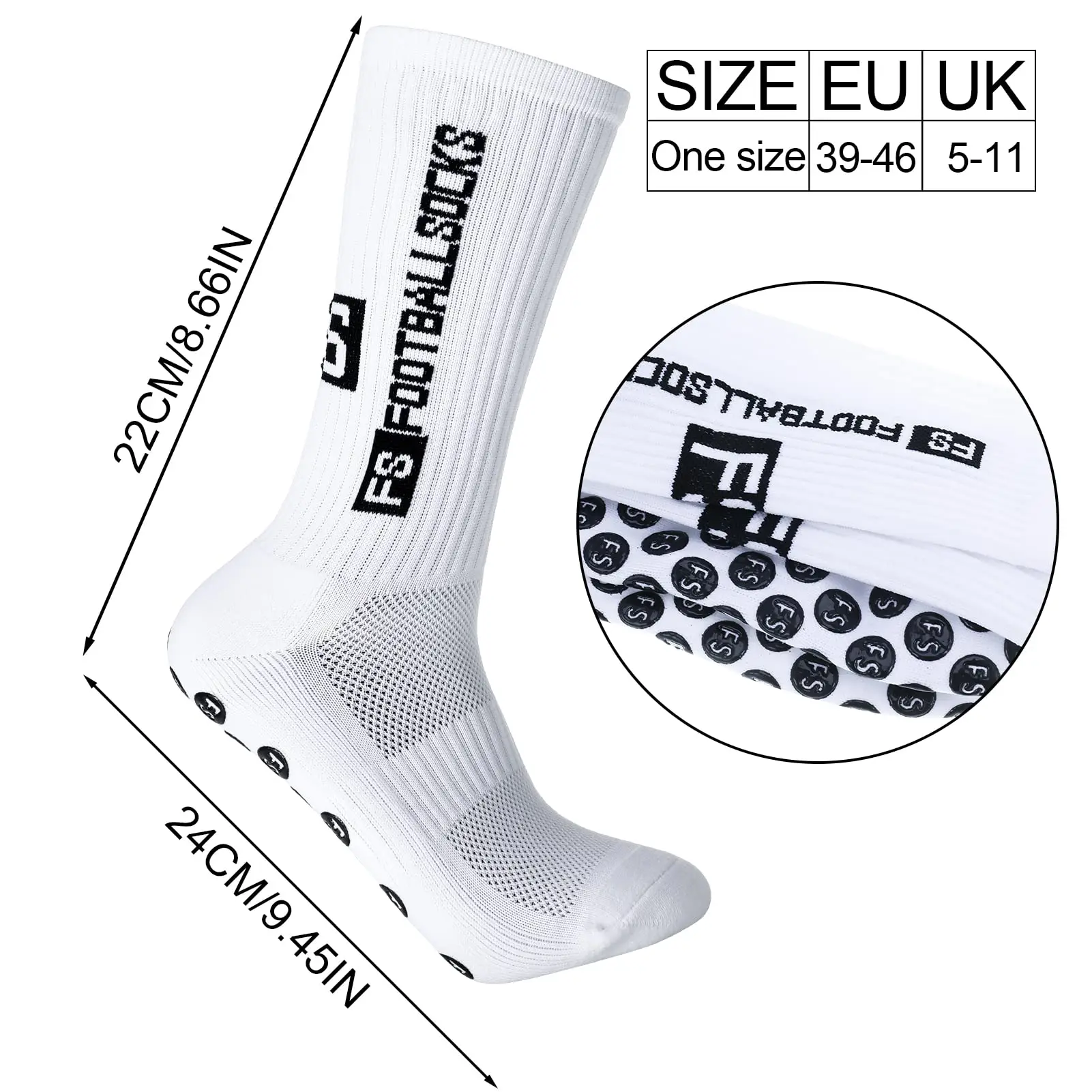 Image 6: Nouvelles chaussettes de football antidérapantes à mi-mollet avec coussinets de maintien, respirantes, pour hommes et femmes