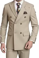 Men's Double-Breasted Suit Set,Business Formal Suit with Pants, Classic 6-Button Design