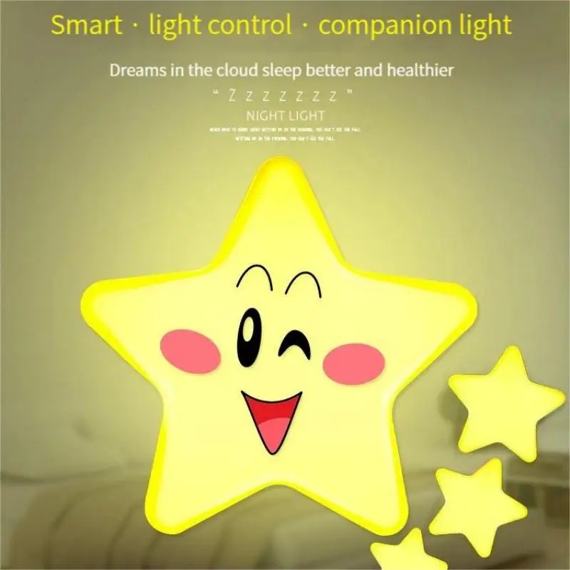 US 110v/Europe 230v Plug Mini LED Night Light Energy-saving Light Decoration Living Room Bedroom Five Corner Yellow Star Light