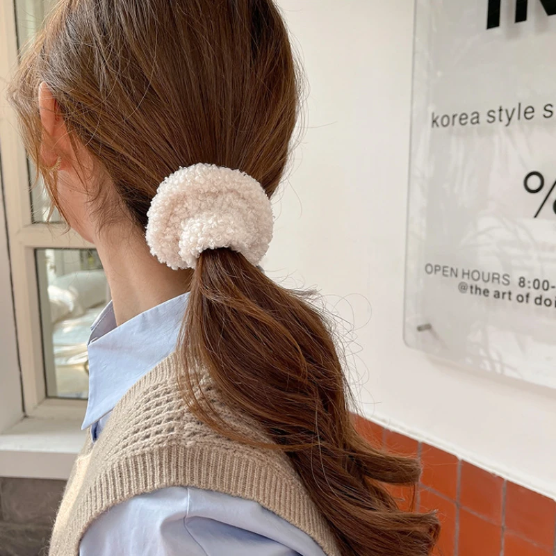 7pcs/set Plush Women Scrunchies Elastic Rubber Hair Bands Headband Sweet Girls Tied Hair Rope Winter Warm Accessories Daily Gift