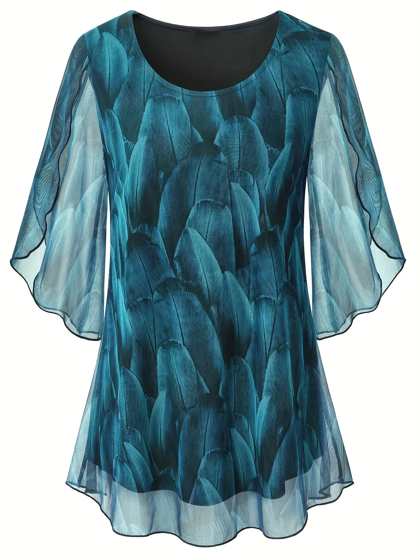 Kemeja Blus Cetak Elegan Longgar Fashion Wanita Ukuran Besar 1XL-5XL Atasan Kemeja Blus Boho Setengah Lengan Leher-o Kasual Wanita