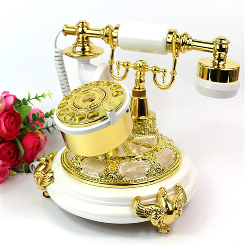 Vintage Antique Style Corded Rotary Dial Desk Telephone Phone Home Office Handsfree Classic Vintage Old Fashion Landline Phones