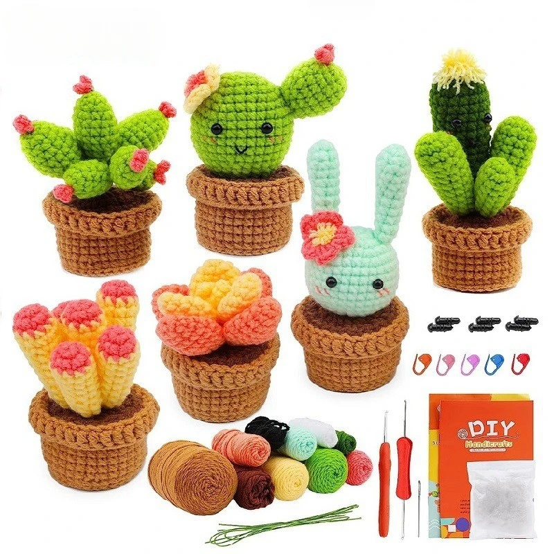 Creative Cactus Style Crochet Kit DIY Crochet Craft Includes Yarn Tools Instructions Learn to Knit Or Give The Gift of Knitting