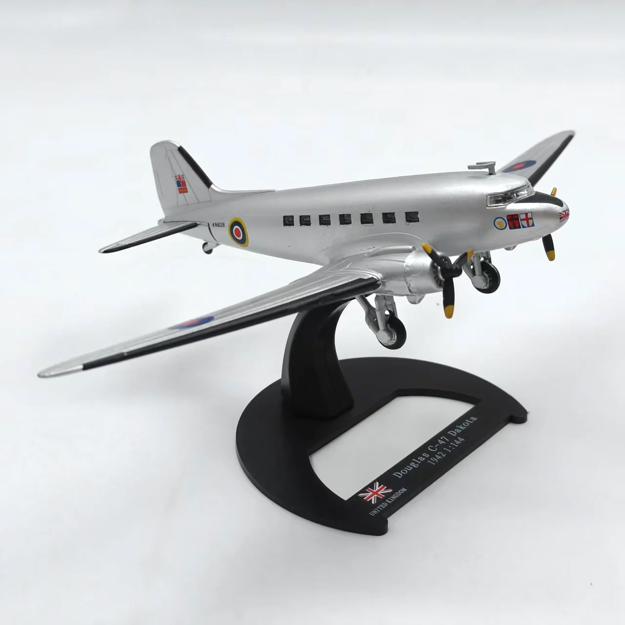 دييكاست 1/144 مقياس الحرب العالمية الثانية القوات الجوية البريطانية C47 النقل سبيكة نموذج طائرة تحصيل لعبة هدية تذكارية العرض #3