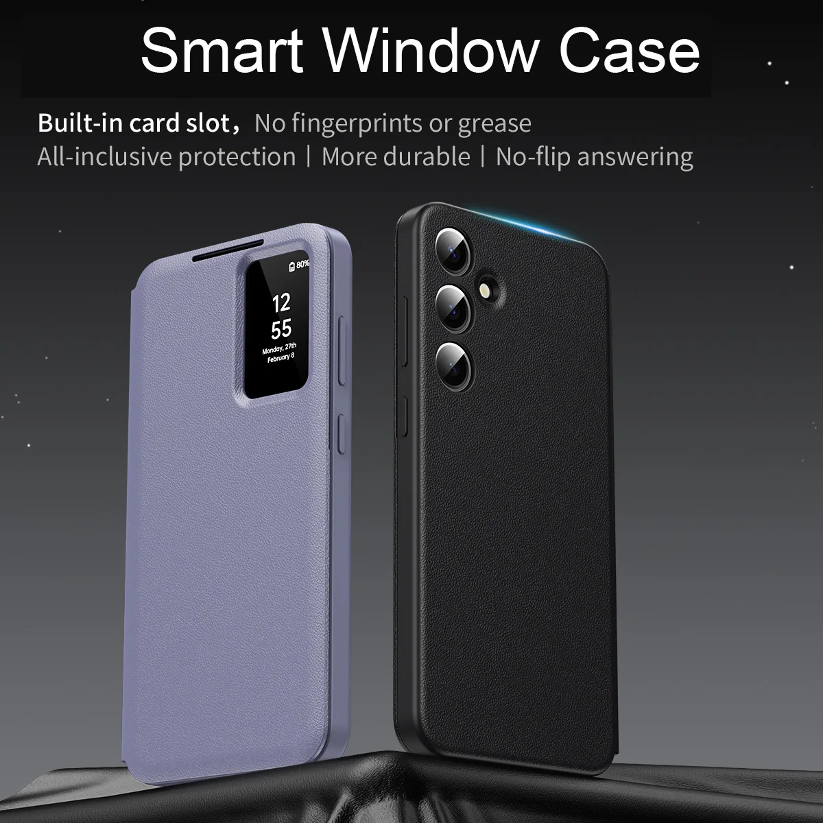 A27 Smart Window Case, Wake Up/Sleep, Wallet Phone Card Cover For Samsung Galaxy A27  Card Pocket Holder