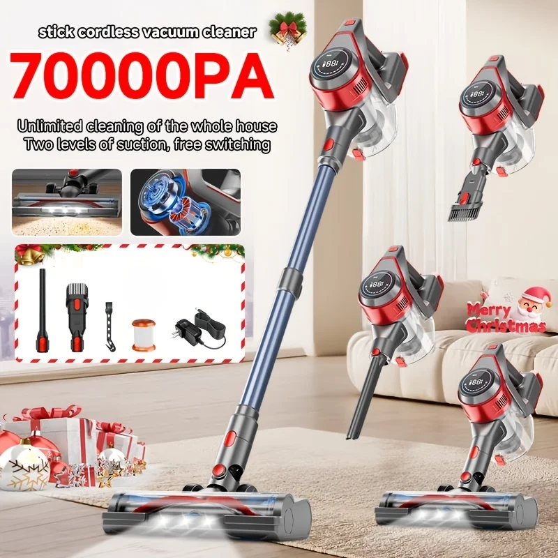 Cordless Vacuum Cleaner, 45-70Kpa Powerful Stick Vacuum with 45min Runtime, Anti-Tangle Vacuum Cleaners for Home, 50.72oz