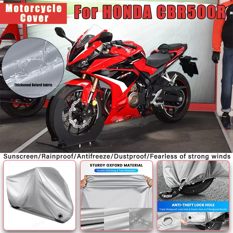 

For HONDA CBR500R No Ear Motorcycle Cover - Outdoor Full Body Protection, Waterproof Dustproof Heat-Resistant Moto Accessory