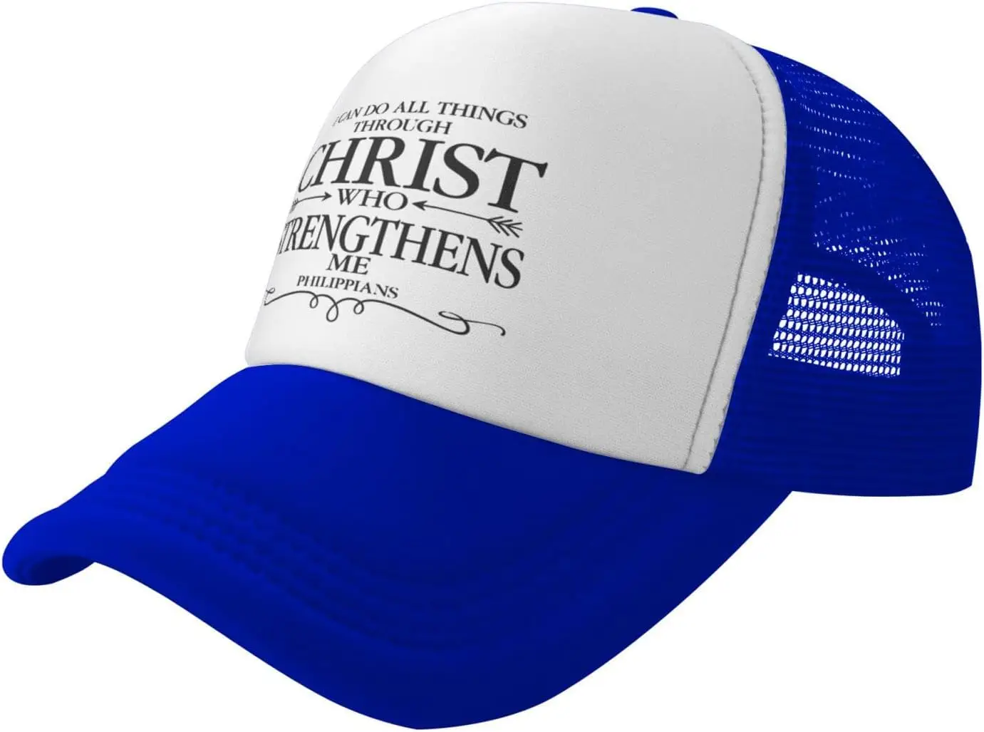 Christ-Strengthens-Me-Christian-Trucker-Hat-Polyester-Mesh-Baseball-Cap-Inspirational-Casual-Unisex