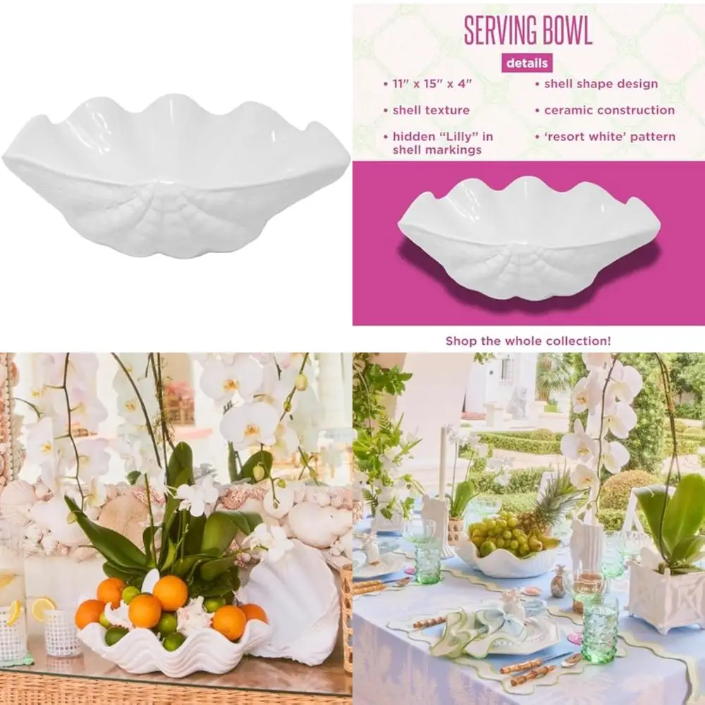 

Large Resort White Ceramic Bowl for Fruit, Salad, and Serving, Ideal for Kitchen Décor
