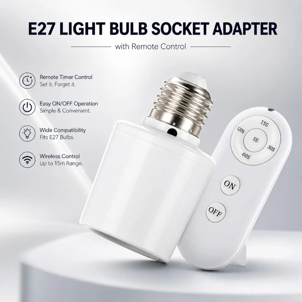AC110V-220V E27 Wireless Remote Control Smart Timer Lamp 60W Holder For Baby Room Bedroom Home Multi Light Control Switch Socket