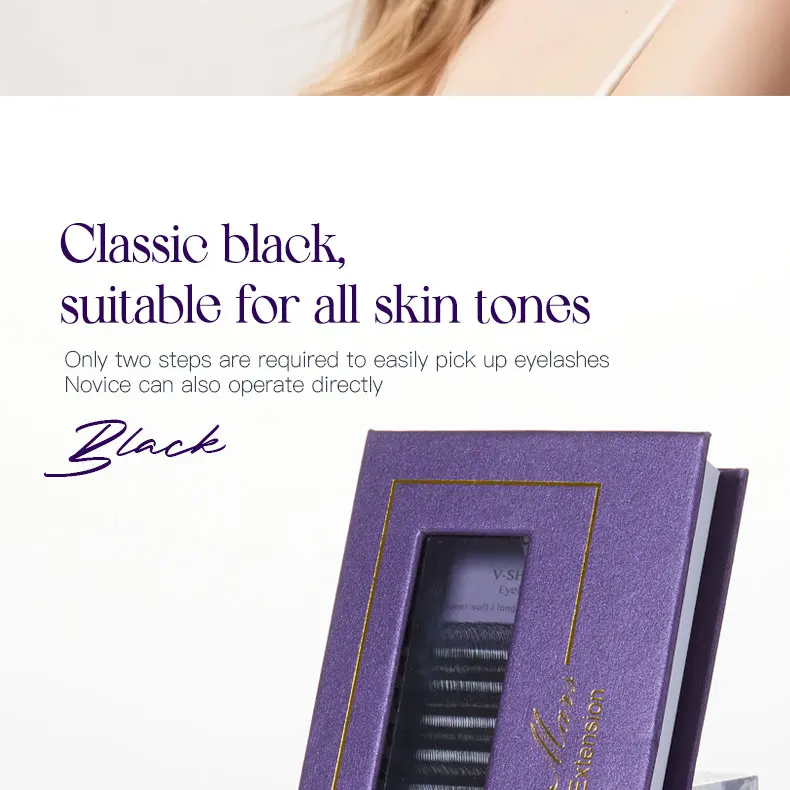 DeceMars V-förmige 5D Wimpernverlängerungen Matt Schwarz 12 Reihen/Tray für Make-up – Detail 6