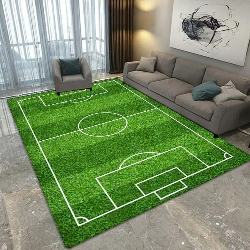 Alfombra con patrón de pista de fútbol para dormitorio, sala de estar, alfombra deportiva de fútbol para cocina, alfombrillas de piso, decoración