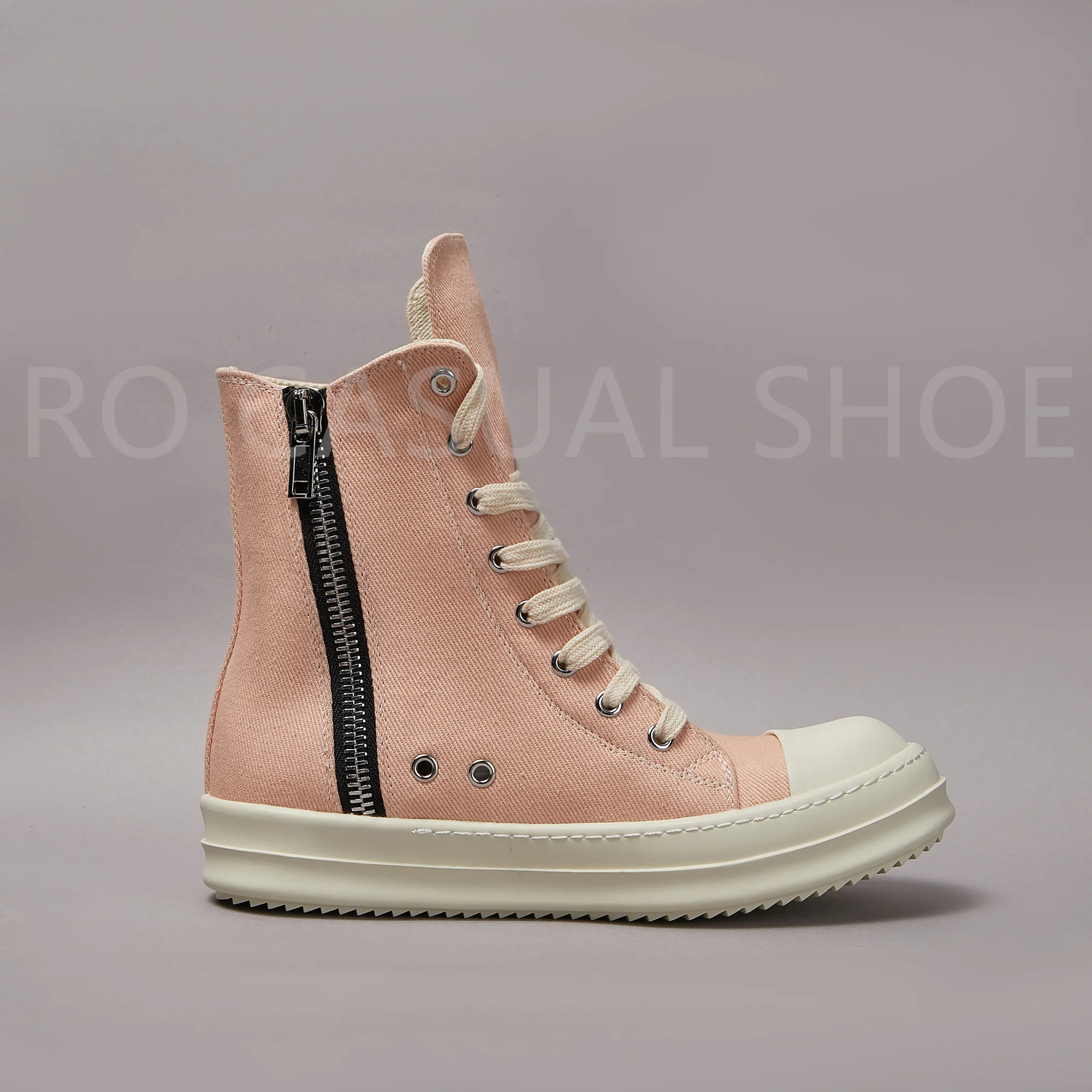 Ricks Outdoor Luxury Mid Pink Canvas High Top Quality Owens Men Shoe Lace Up Women Sneaker Casual Owens Design buty i buty