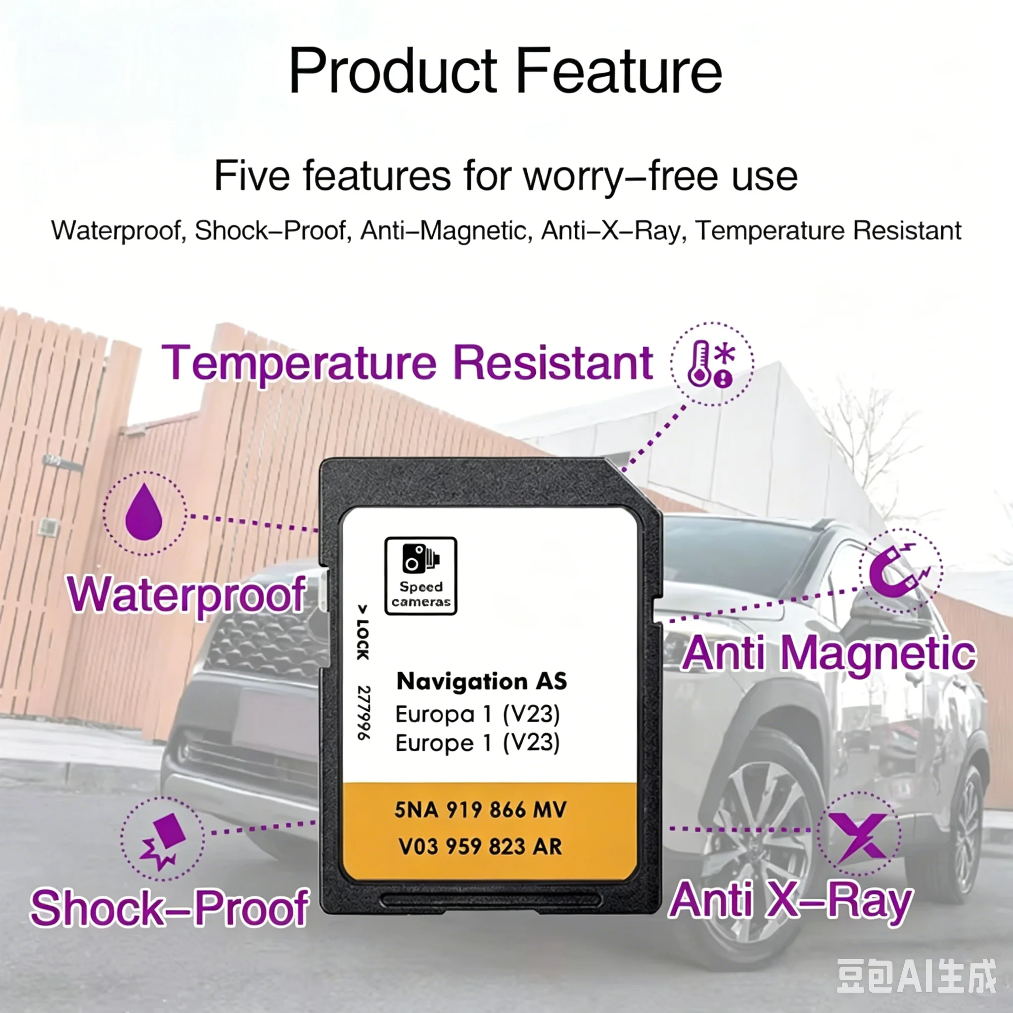 Najnowsza karta SD V23 2026 z mapami Europy do Volkswagen MIB2 Discover Media Map Sat Navi z naklejkami przeciwmgielnymi na lusterka wsteczne. — zdjęcie produktu 4