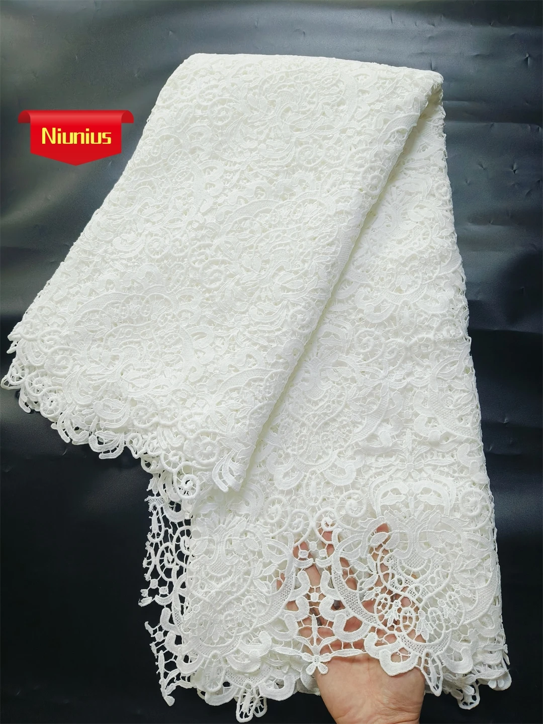 5yards Latest Skin friendly Best Quality Delicate White Riche Guipure Cord Lace Fabric For Party Evening Dress U_GE5618