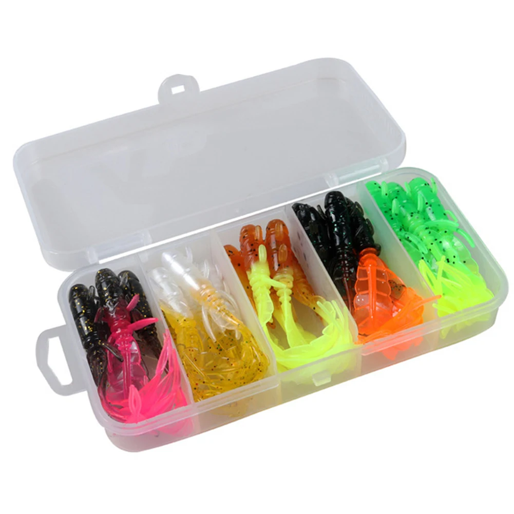 5pc /30pc 75mm Fishing Lures Soft Worm Bait For Artificial Lure Swimbait With Box Trout Lure Roadrunner Soft Bait Fishing Tools