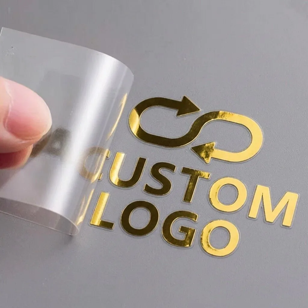 

100PCS Personalized Stickers Logo Shiny Gold Custom Stickers 3D Transfer Sticker UV DTF Customized DIY Wedding Labels Waterproof