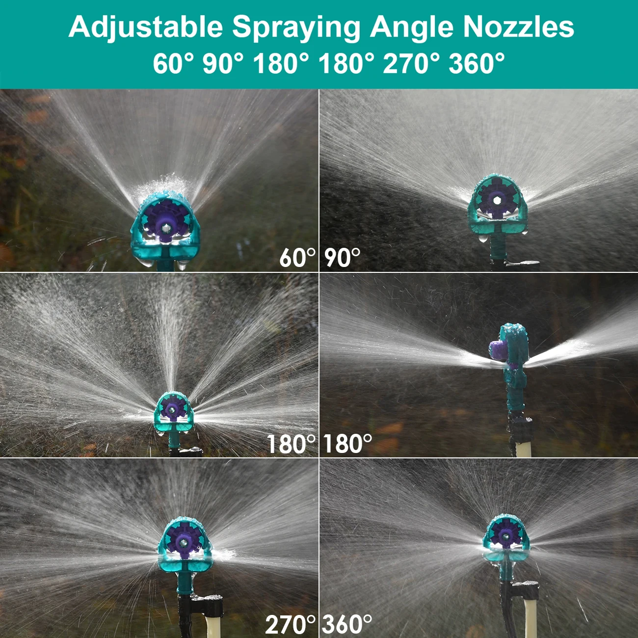 Sprycle Adjustable 6-Angles Sprinkler on Stakes 1/4'' Garden Drip Irrigation Misting Watering Sprayers for Greenhouse Vegetables