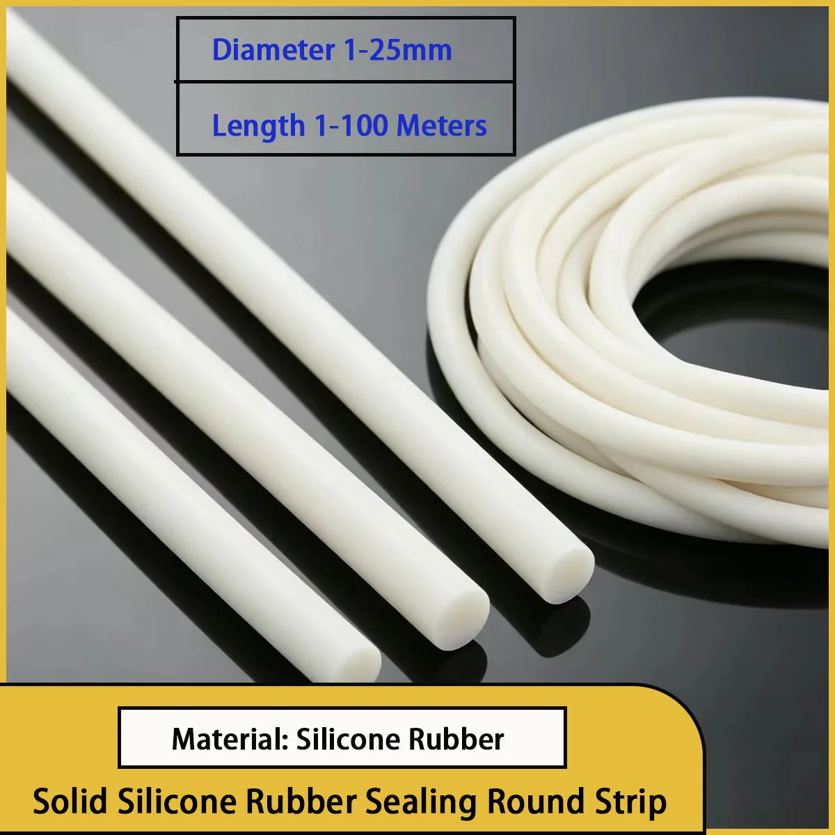 Solid silicone rubber sealing circular strip with a diameter of 1-25mm is used for sealing equipment,doors,windows,and pipelines