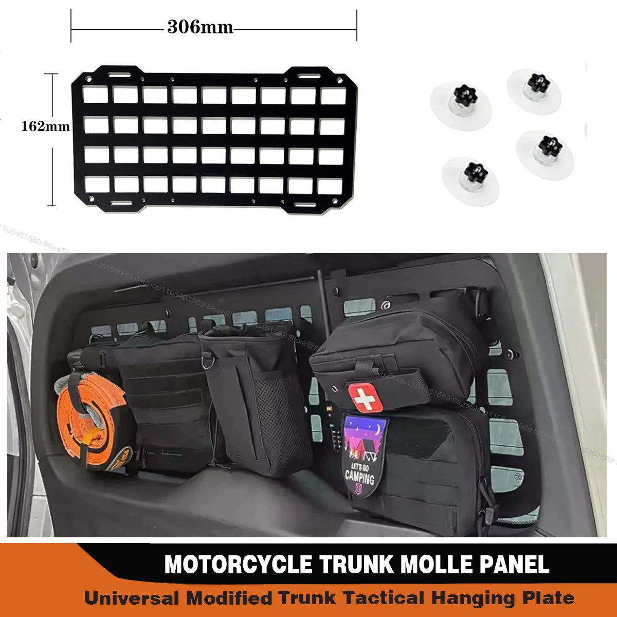 Car Vehicle Window Organizer Tactical Molle Panel for Modular Storage Universal Pickup Truck Tailgate Interior Accessories