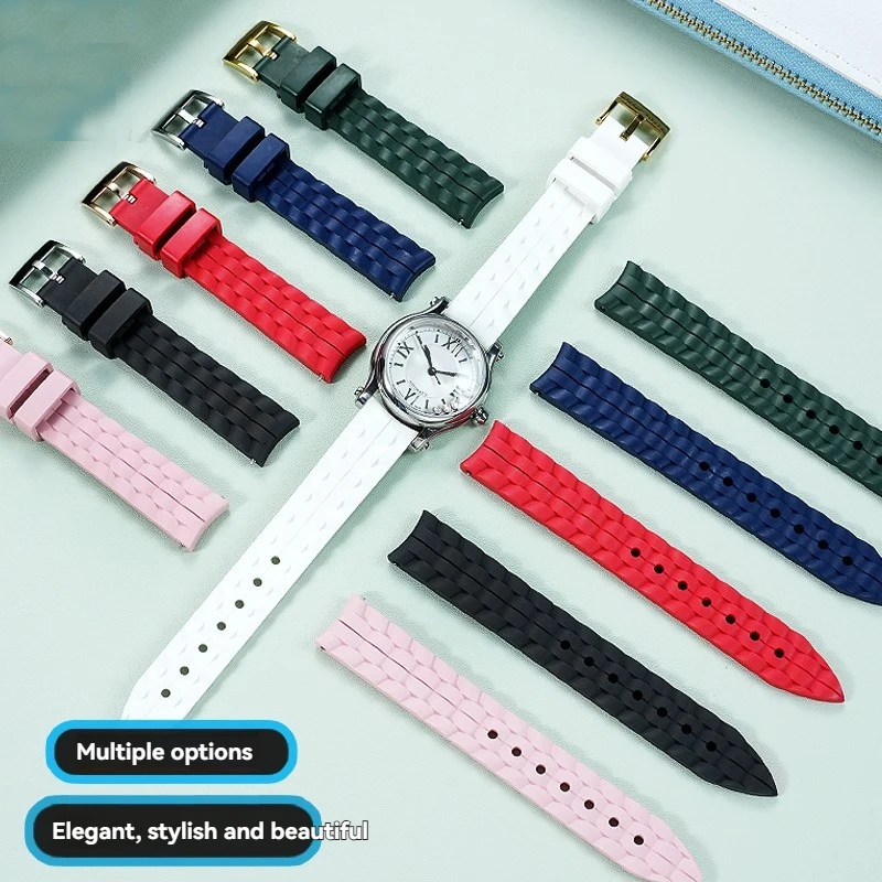 

Для Chopin Happy Sport серии Happy Diamond водонепроницаемый фторкаучуковый ремешок для часов женские черные, красные, белые аксессуары 15 18 мм