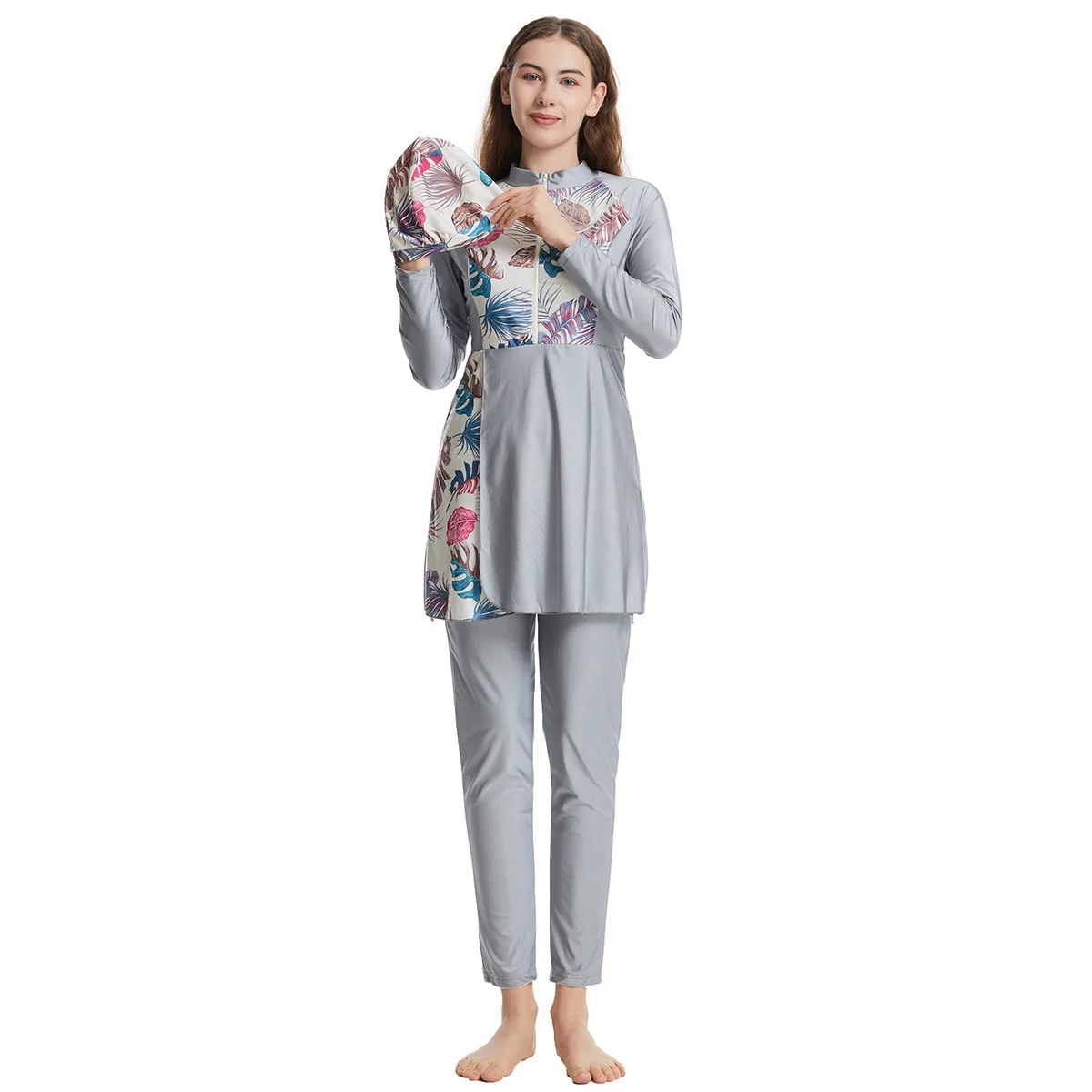 Women's Clothing Muslim Fashion Muslim Swimwears Conservative Patchwork Swimsuit​ High Strecth Swiming Suit Beach style Summer