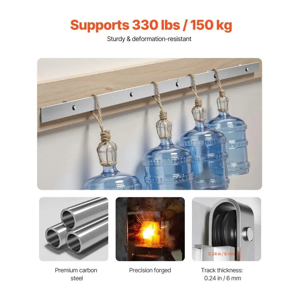 5FT Silberner Hardware-Kit für Scheunentüren für die Inneneinrichtung mit einer Tür