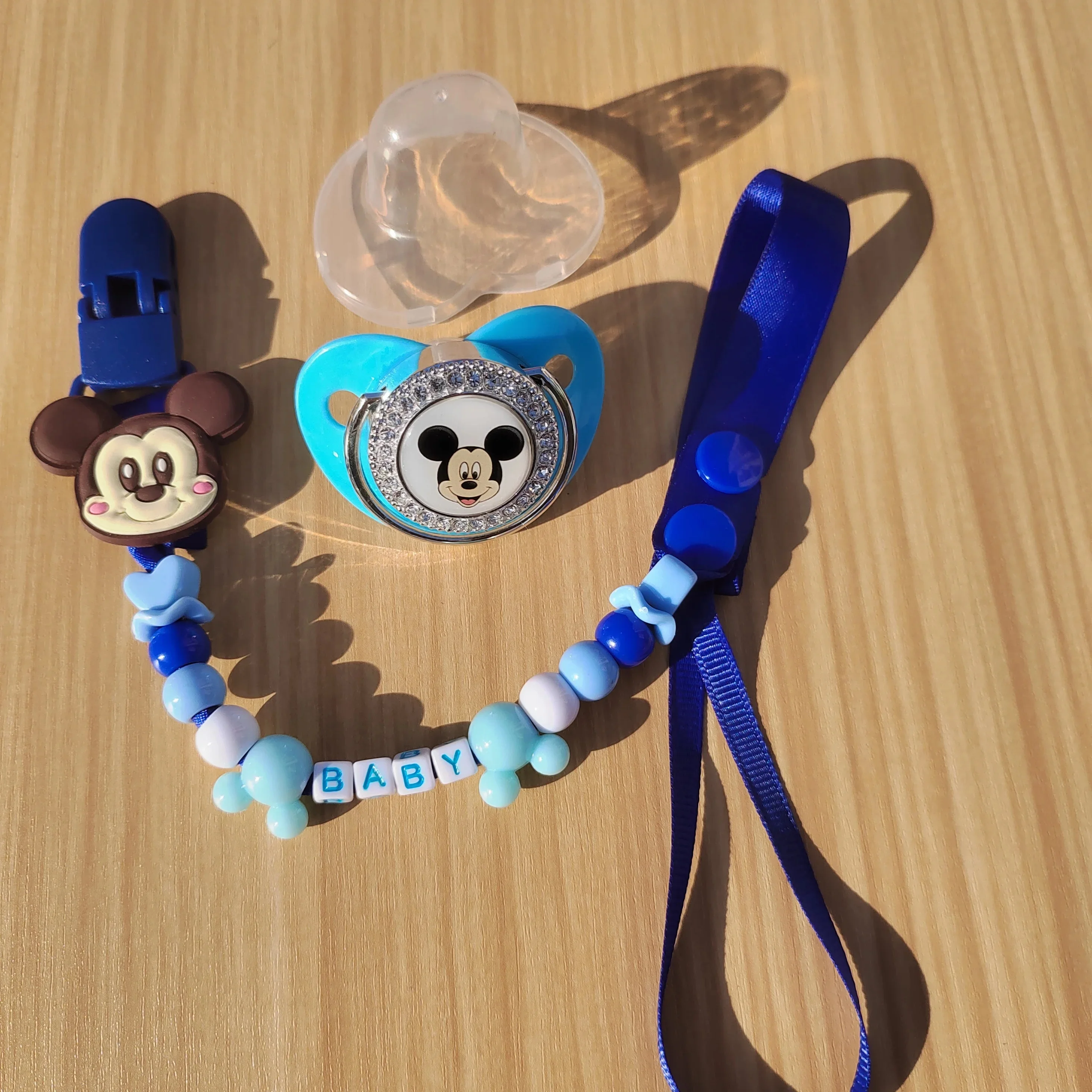 [Mickey Mouse Personalized pacifier clip] Silicon bead clock dummy holder chain clip and baby pacifier New fashion baby shower