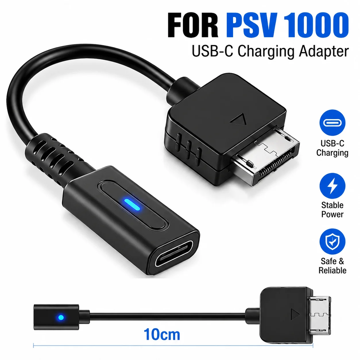 USB-C-Ladeadapter für PS Vita 1000, Typ-C-Ersatz-Netzkabel-Ladegerät für PSV1000-Handheld-Spielzubehör
