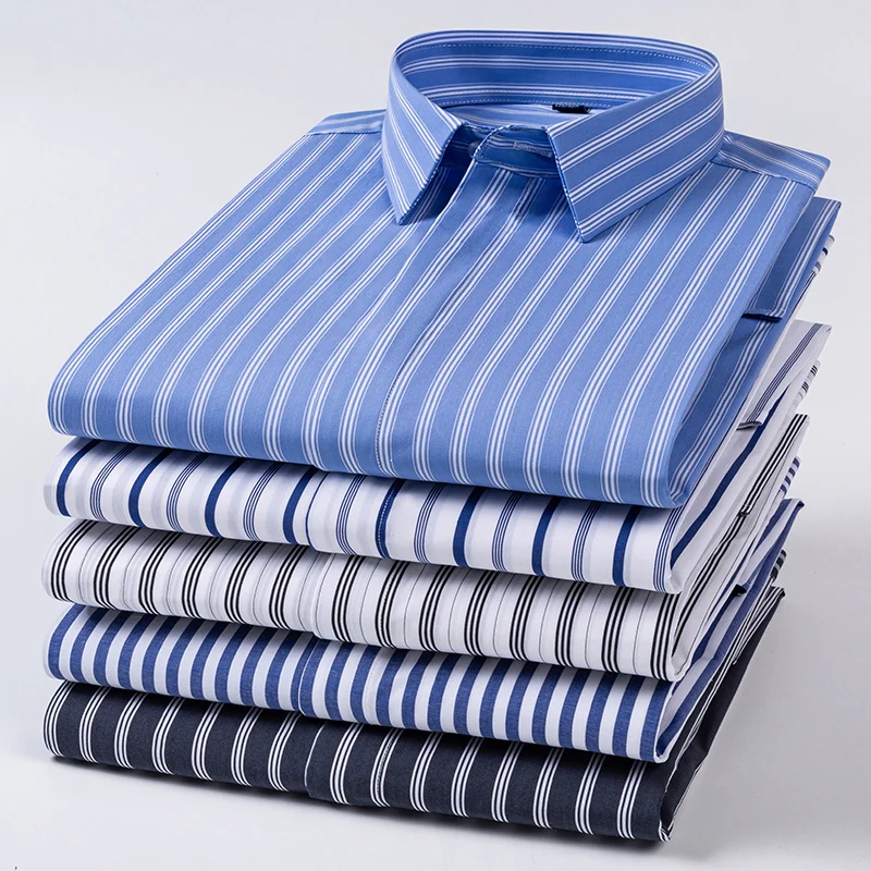

Hight qulity 95%cotton striped long sleeve shirts for men slim fit formal plain shirt soft office business clothes england tops